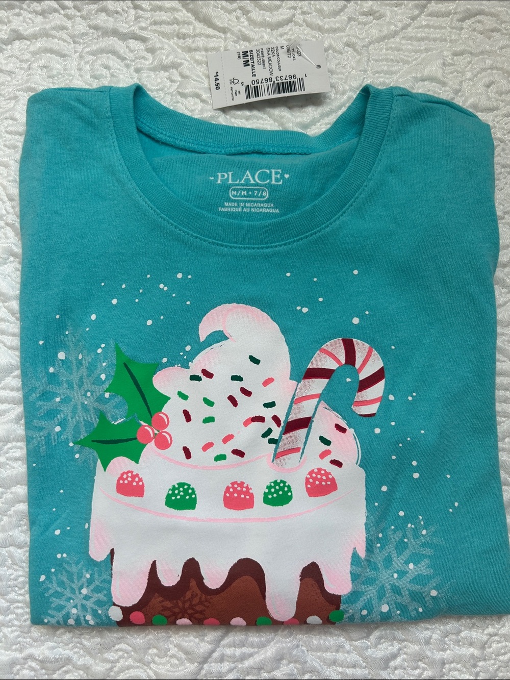 The Children's Place Teal Holiday Cupcake & Candy Cane Long Sleeve Tee